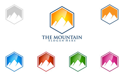 mountain, nature, green, landscape, sun, eco, vector, logo, 