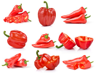 red pepper over white background