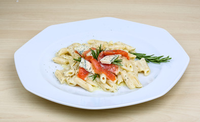 Penne with salmon