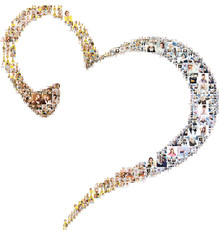 icon of heart, formed with photos. collage