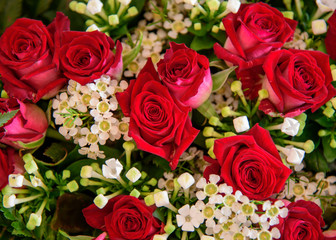 Mixed boquet with red roses