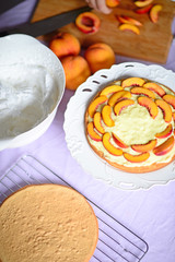 Making peach cheese cake