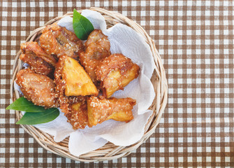 Fried banana and yam dessert