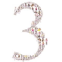 Large group of people portrait formed a number. On white background