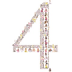 Large group of people portrait formed a number. On white background