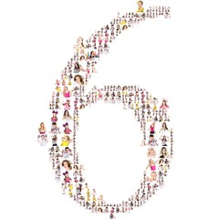 Large group of people portrait formed a number. On white background