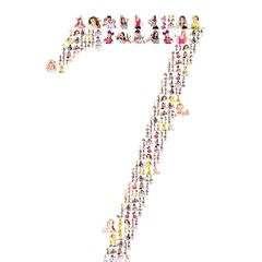 Large group of people portrait formed a number. On white background
