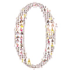 Large group of people portrait formed a number. On white background