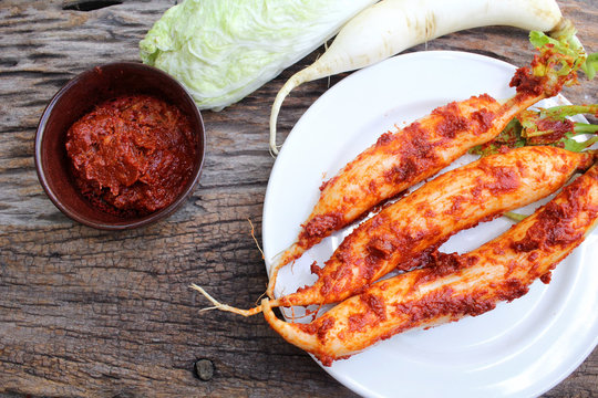 Daikon radishes kimchi korean food