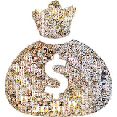Money icon. Formed out of peoples photography
