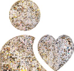 Icon human and heart. Formed out of peoples photography