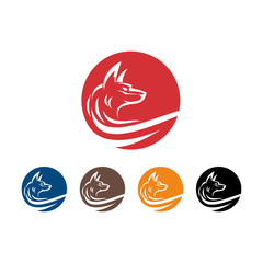 Cool Wolf in Circle Logo Icon