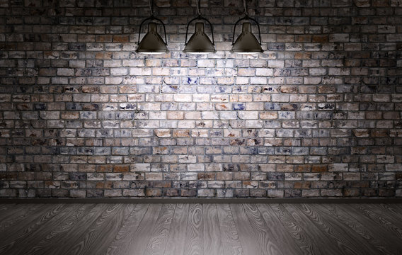 Brick wall and lamps background