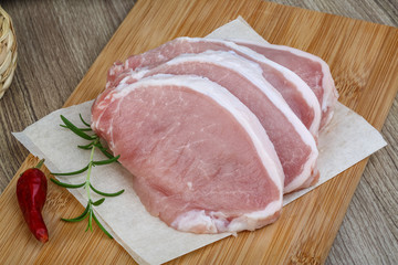 Raw pork steak