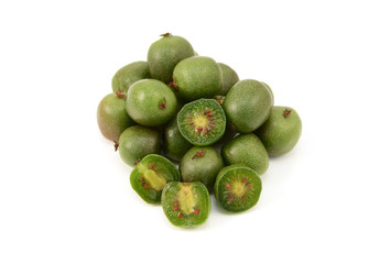 Kiwi berries - whole and sliced in half