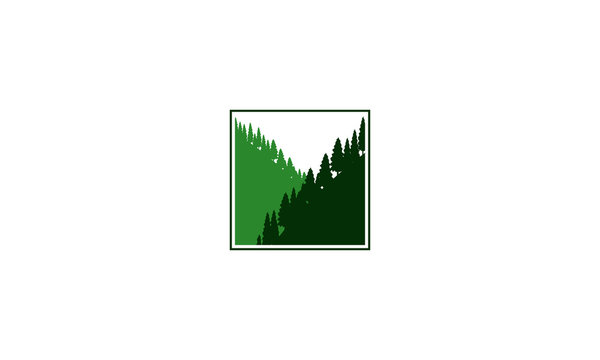 mountain, pine, tree, green, forest, logo, design