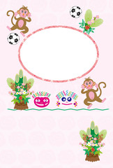 申年のサルのイラスト年賀状フォトフレーム