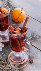 cup of hot mulled wine for Christmas