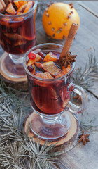 cup of hot mulled wine for Christmas