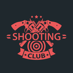 Shooting Club, emblem with crossed guns, vector illustration