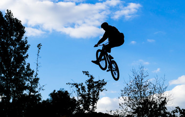 Mountainbiker springt durch die Luft © Dieter Pregizer