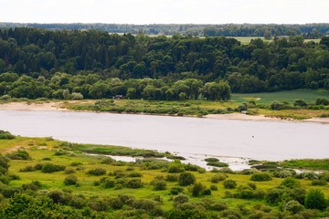 View to the Nemunas river from Raudone old red bricks castle tower