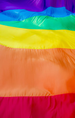 Close up of a giant rainbow flag
