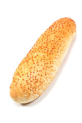 Fresh bun with sesame seeds isolated on white
