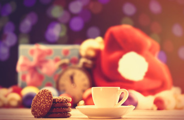 Cup of tea or coffee and cookies