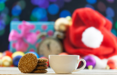 Cup of tea or coffee and cookies