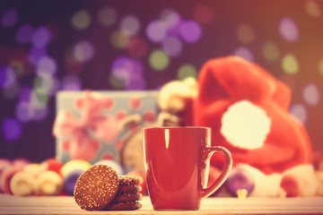 Cup of tea or coffee and cookies