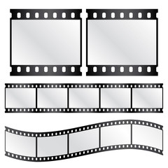 Vector film strips - waveform and straight strip. Insulated windows - you can create own variable long straight filmstrip. Eps 10 vector file. 