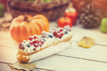 Eclair, apple, pumpkin and other