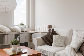 White furniture in contemporary lounge