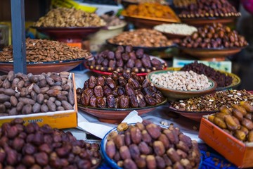 selective focus on dates on a market in fes