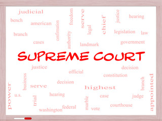 Supreme Court Word Cloud Concept on a Whiteboard