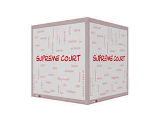 Supreme Court Word Cloud Concept on a 3D Whiteboard