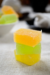 Vanilla marshmallow zephyr and fruit candies