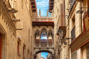 Carrer del Bisbe in Barcelona Gothic quarter, Spain © Kavalenkava