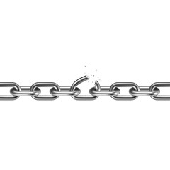 Metal broken chain 3D. Freedom concept. Vector illustration.