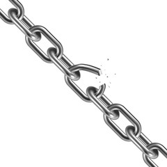 Metal broken chain 3D. Freedom concept. Vector illustration.