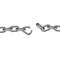 Metal broken chain 3D. Freedom concept. Vector illustration.