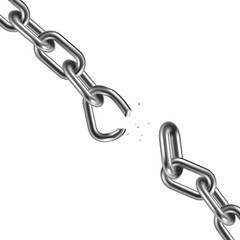 Metal broken chain 3D. Freedom concept. Vector illustration.