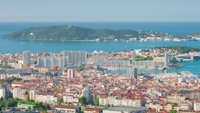 Cityscape of Toulon in a spring day
