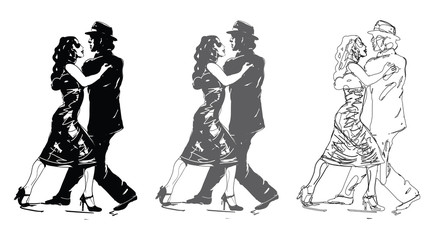 Tango Dancers In Black and White