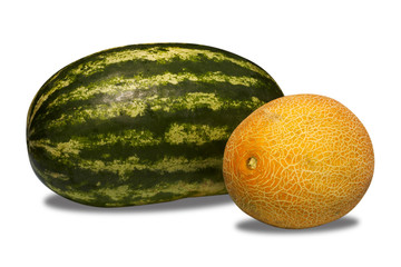Watermelon and melon isolated on white background