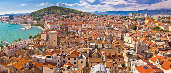 Naklejka na ściany i meble City of Split historic city core aerial view