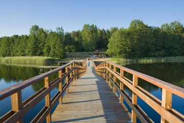 Footbridge on lake