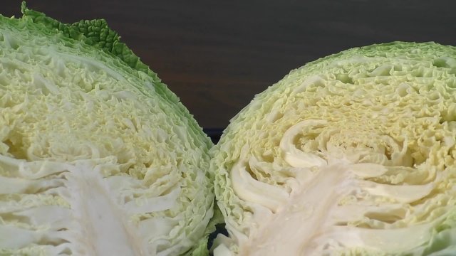 Chopped savoy cabbage on the table 
