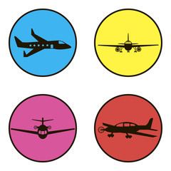 set of black icons 4 aircraft